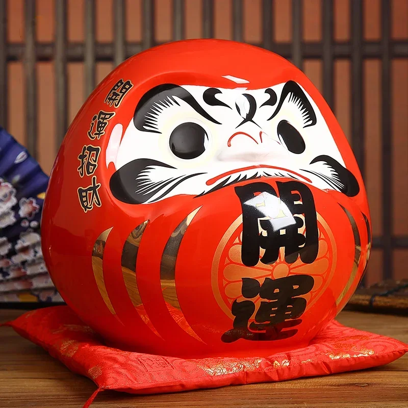 7.5 Inch Japanese Daruma Ornament Ceramic Money Box Dharma Coin Bank Maneki Neko Fortune Figurine Feng Shui Wedding Gift