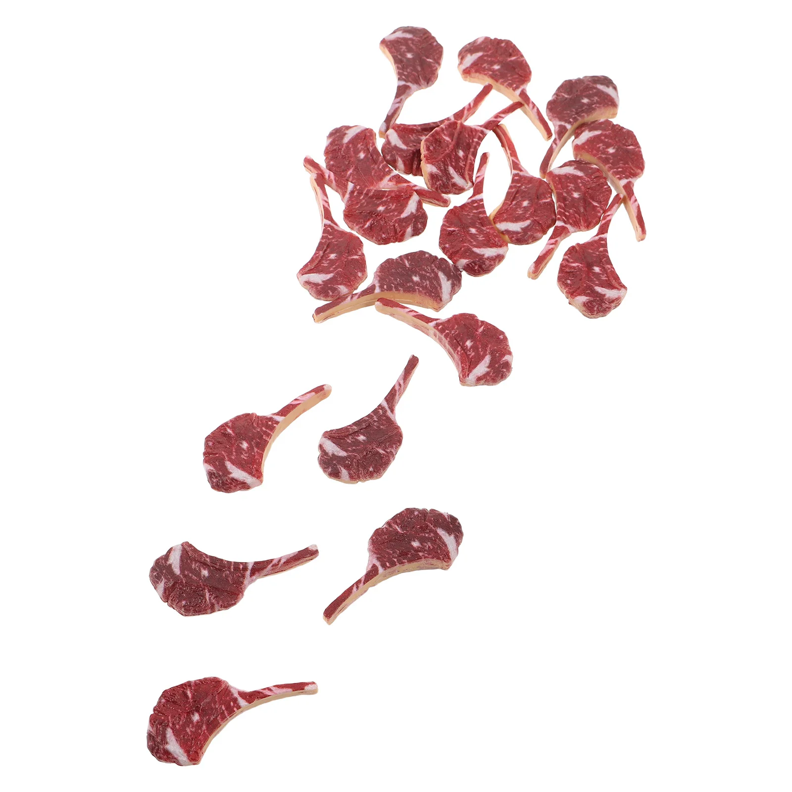 20st miniatuur steakset realistisch nep vlees koken gesimuleerde barbecue voedsel rekwisieten voor poppenhuiskeuken - kunstbiefstuk