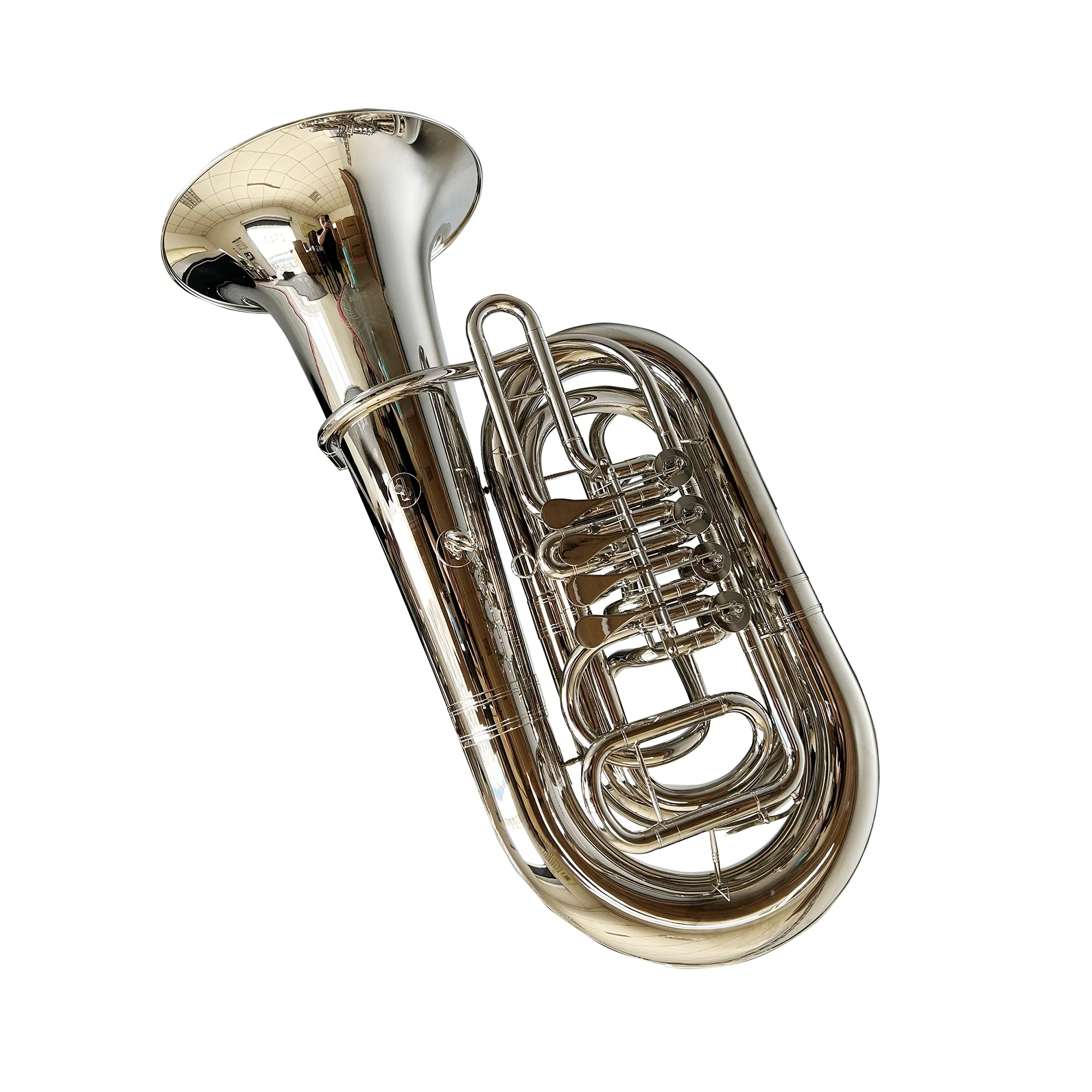 Professional C Trumpet 4 Rotary Keys Stainless Steel Pistons Gold Lacquer Brass Body Wind Instrument For JYTU0701