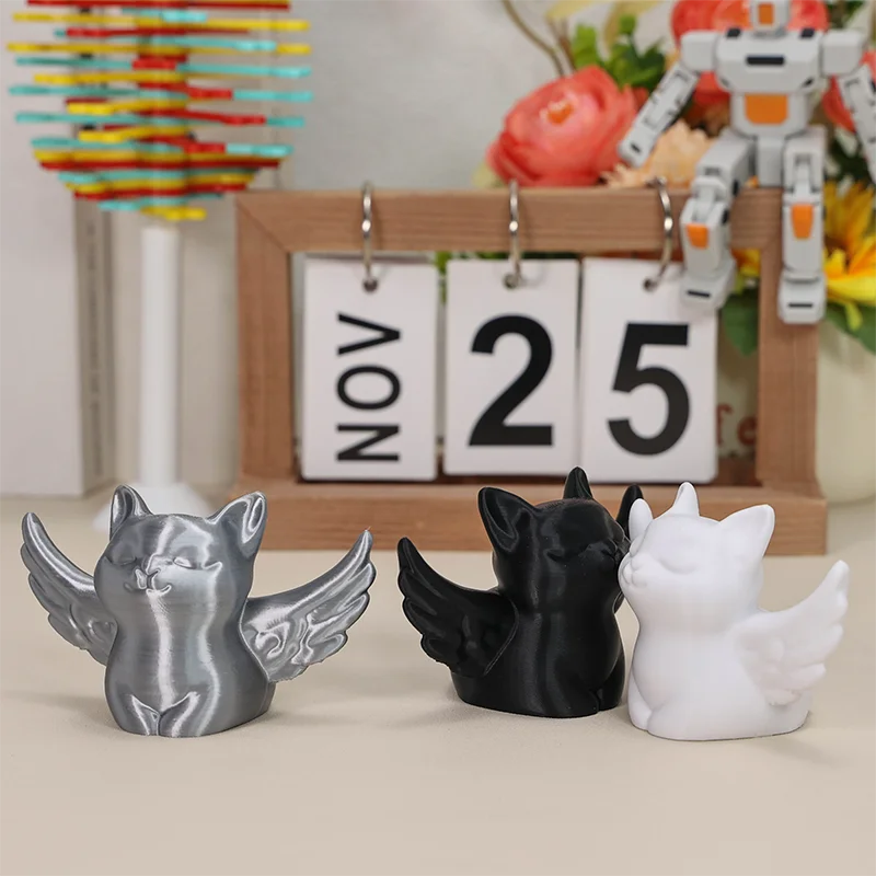 لطيف ليتل الملاك الجناح القط اللعب ثلاثية الأبعاد مطبوعة الملاك الجناح القط النحت التماثيل منضدية حلية ديكور منزلي هدايا الاطفال #4