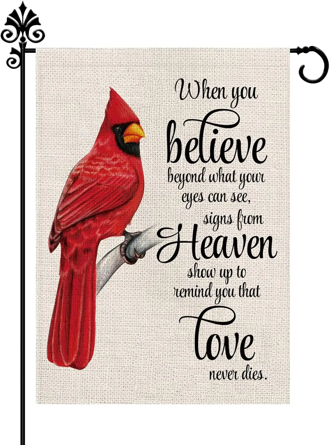 Cardinal Garden Flag Vertical Double Sided Farmhouse Burlap Yard Outdoor Decor 12.5x18 Inch-When you Believe Beyond What Your Ey