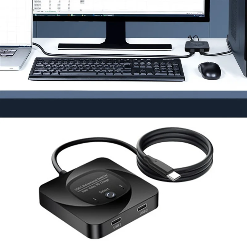 

USB-C Switch Distributor Two Into One Out Converter Type-C 2 Into 1 Out 8K Portable Two-Way Inter-Convertible Switcher