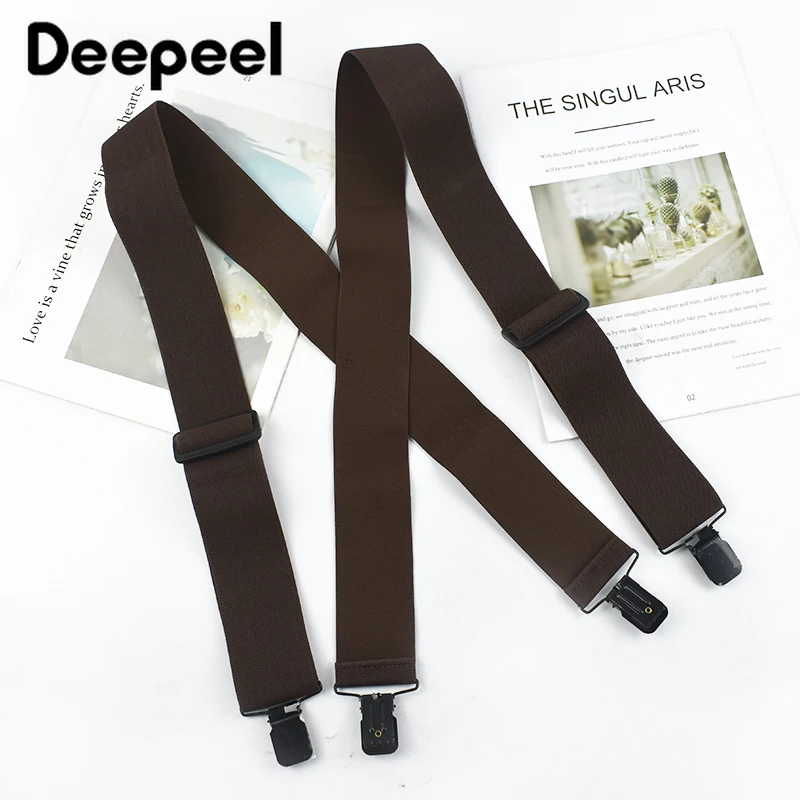 1Pc 5cm Widen Adults Men's Suspenders X-type 4 Clips Men Braces Adjust Elastic Strap Harness Man Jockstrap Suspender for Pants