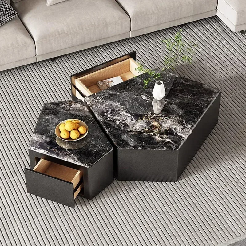 

Low Drawers Coffee Tables Storage Nordic Marble Minimalist Modern Coffee Table Design Apartamento Mesa Furniture for Home