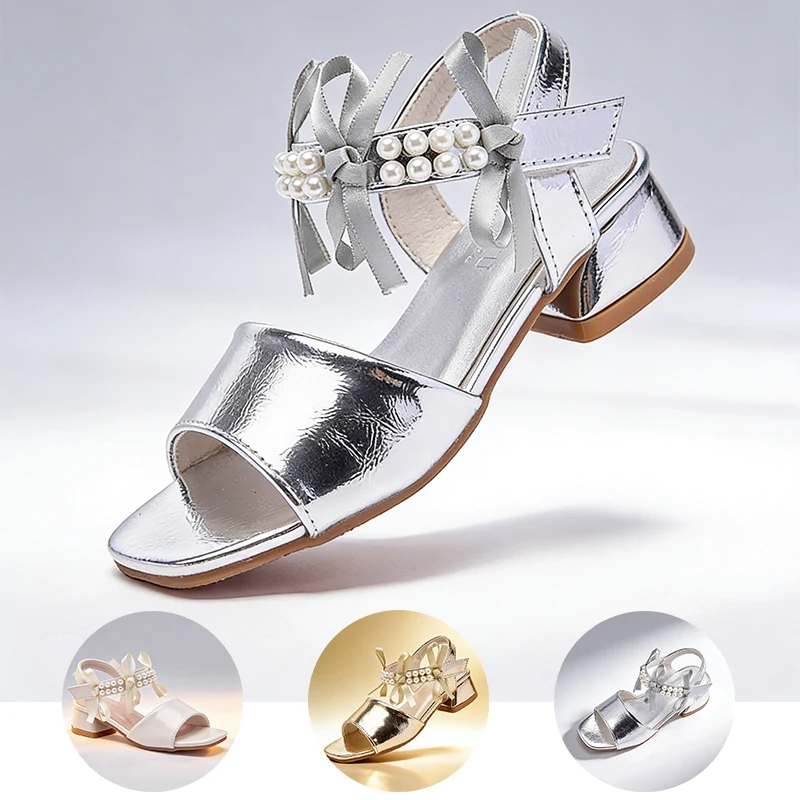 

Изящные детские босоножки на высоком каблуке с открытым носком для девочек: элегантные туфли для вечеринок, свадеб, выпускных и особых случаев, а также для девочек-цветочниц