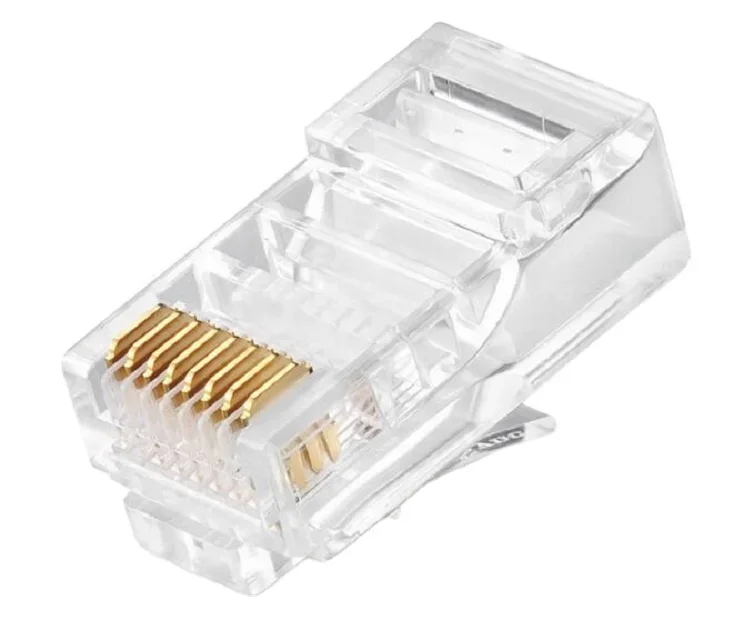 

High Mechanical Stability 8P8C RJ45 Connector Gold-Plated Solid Copper Cable Plug Plastic Network