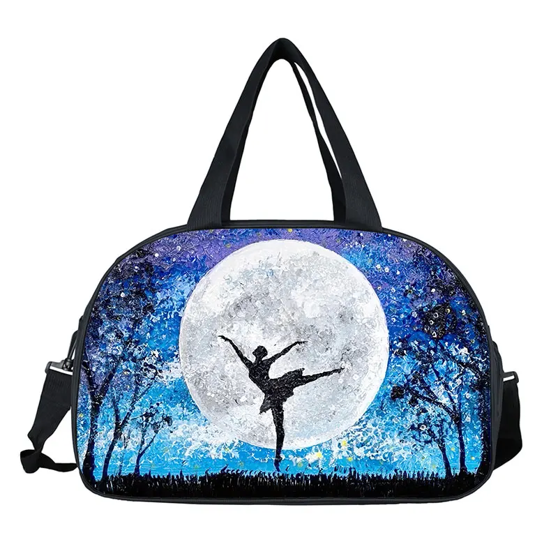 Ballet Dancing Print Travel Totes Ballerina Women Handbag Outdoor Shoulder Bags for Travel Multifunctional Waterproof Duffle Bag