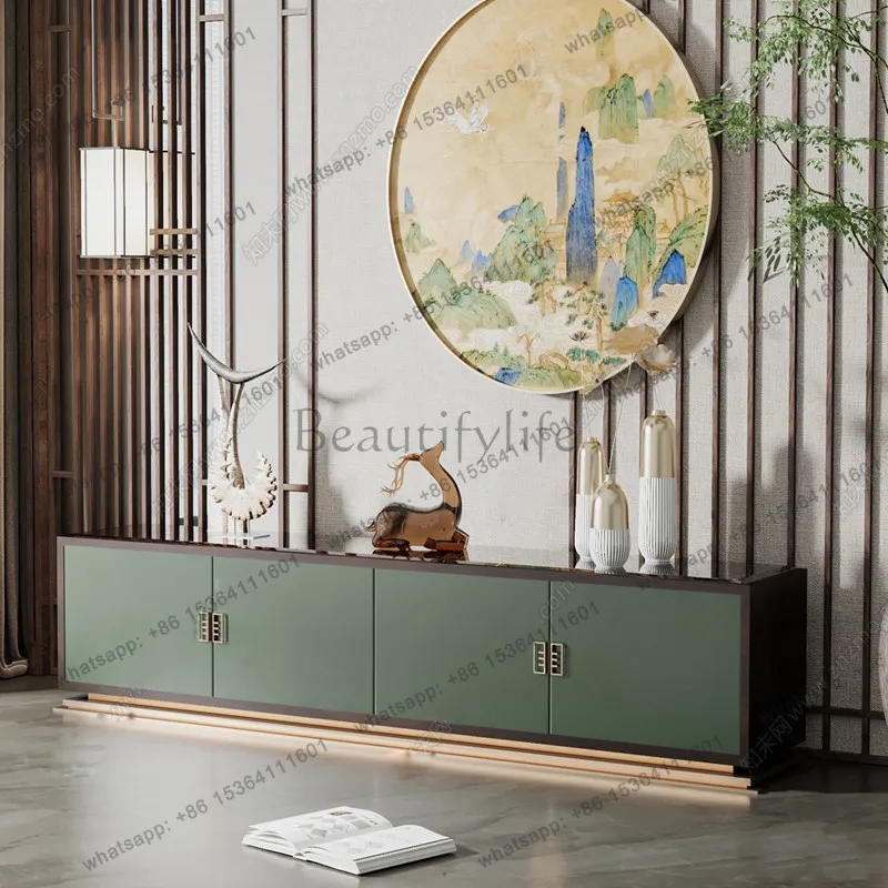 New Chinese-style solid wood TV cabinet, low side cabinet furniture, light luxury ash wood high-end customization