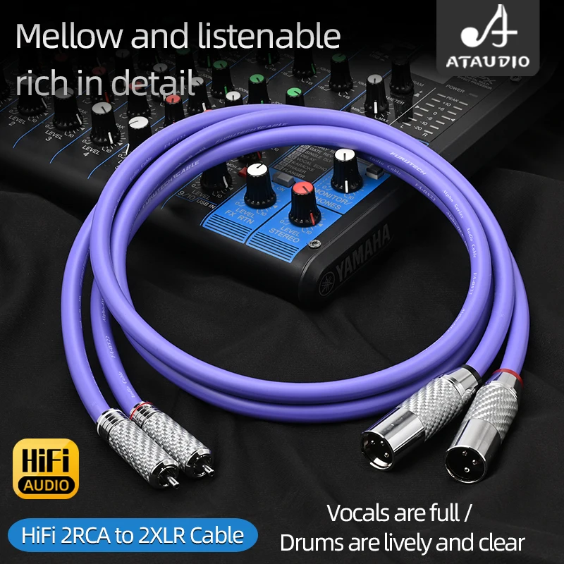 Jedna para podwójnych kabli audio RCA na podwójny XLR 7N OCC Wysokowydajny kabel połączeniowy 2RCA na 2XLR do wzmacniacza głośnikowego