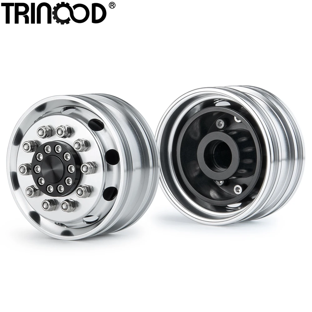 

TRINOOD Aluminum Alloy Front Wheels Rims Unpowered Hubs for 1/14 Tamiya Truck Drag Head Tractor Wheels Tires Upgrade Parts