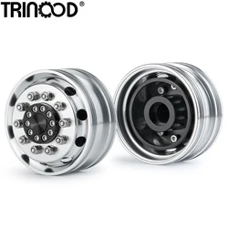 TRINOOD Aluminum Alloy Front Wheels Rims Unpowered Hubs for 1/14 Tamiya Truck Drag Head Tractor Wheels Tires Upgrade Parts