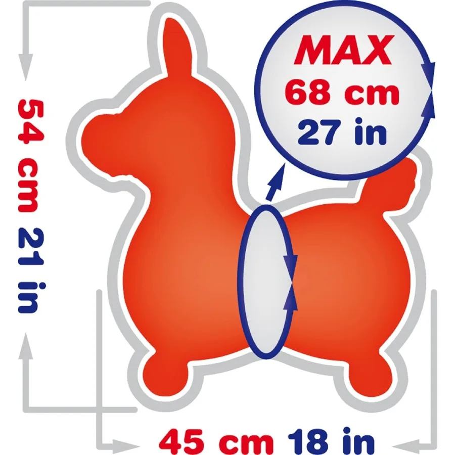 Gymnic Rody Bounce Horse Orange – Ideal para atividades físicas internas e no desenvolvimento de habilidades motoras em 3 a 8 anos, promove o equilíbrio C