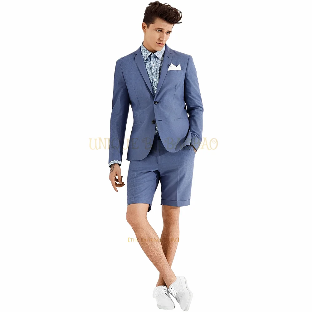 

Men's 2-piece summer suit (jacket+shorts) single-breasted wedding banquet graduation ball birthday beach party evening tuxedo