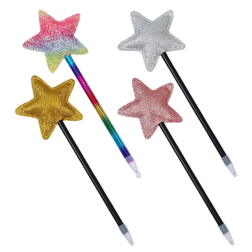 

4Pcs Star Design Ballpoint Pens Black Ink Smooth Flow Retractable for Back to School Scrapbooking Journaling Students