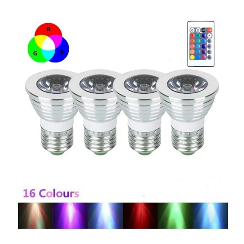 Y51A 4Pcs-E27-Bulbs-And-1Remote-Control-With-Memory-Function-17Colors-Changeable-Spot-Ligh-4Dynamic-Lighting-Modes-Spotlight