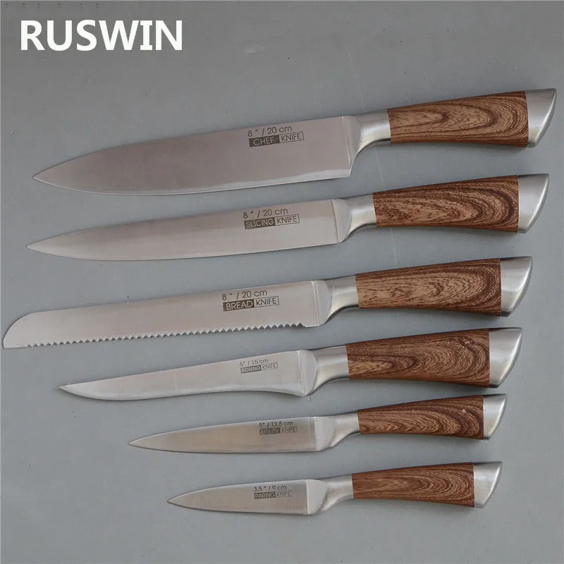 Stainless Steel Knife Set Kitchen Knives 6 Pcs Set Fruit Utility Boning Bread Slicing Chef Slicer Nakiri Paring Cooking Knife