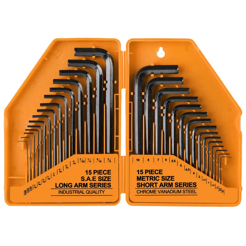 30-Piece Ball End Hex Wrench Kit, Mixed Metric & Imperial Allen Keys, Internal Hex Drivers, Ideal for Mechanical Upkeep & Equipm