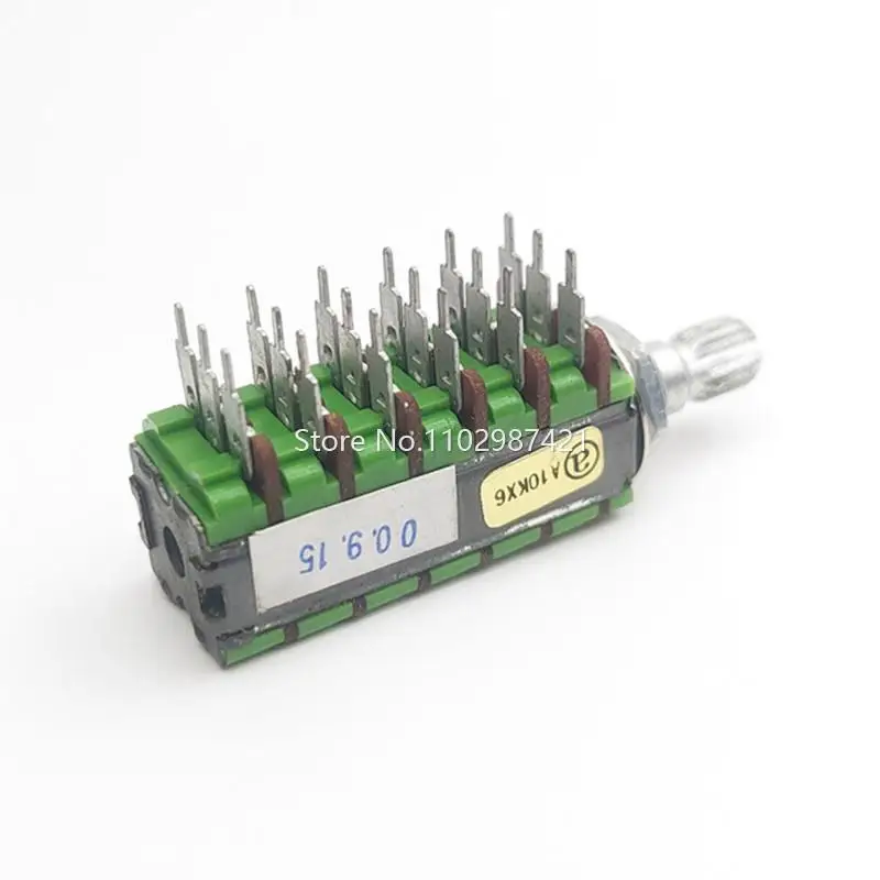 1 Piece A10K Precision Potentiometer 6 Link 18Pin A10K*6 5.1 Power Amplifier Audio Volume Potentiometer Shaft Length 15MM