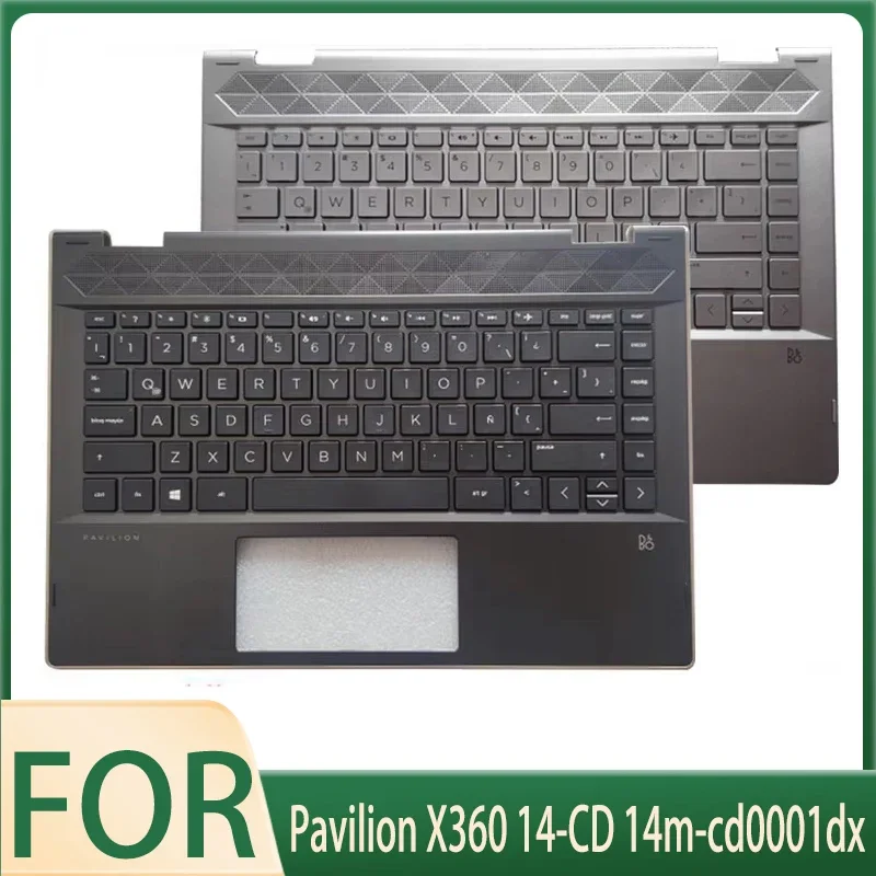 New for Pavilion X360 14-CD 14m-cd0001dx Palmrest with US English Keyboard No Backlight L18947-001 Silver/Gold/Blue Edge