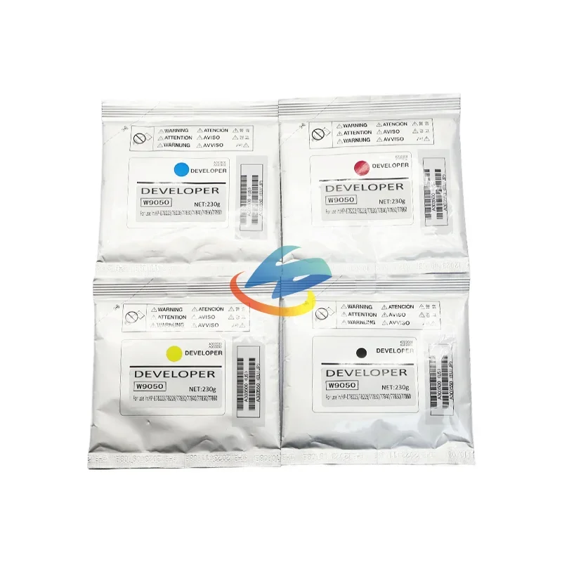 4PCS W9050 Developer Powder Compatible for HP E78223 E78228 E77830 E77840 E77850 E77860 W9050 High Quality Developer CMYK 230g