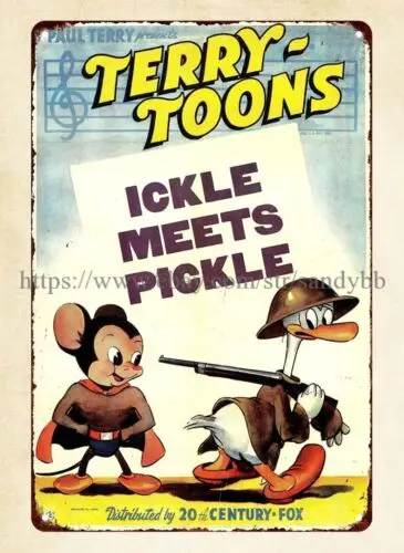 plaque metal signs Ickle Meets Pickle 1942 Terry toons metal tin sign