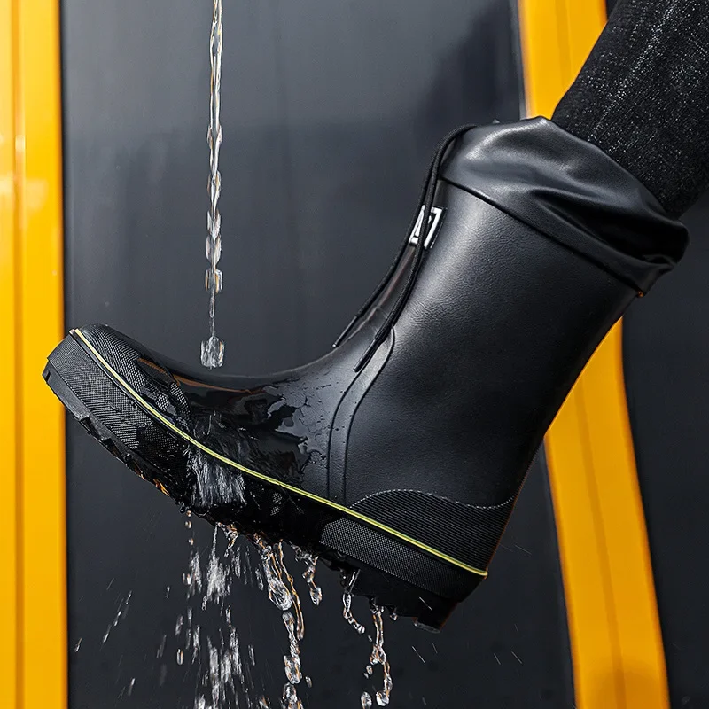 Zapatos De lluvia Para Hombre, Botas De lluvia para acampar y pescar al aire libre, Botas impermeables informales antideslizantes resistentes al desgaste, Botas De Lluvia Para Hombre