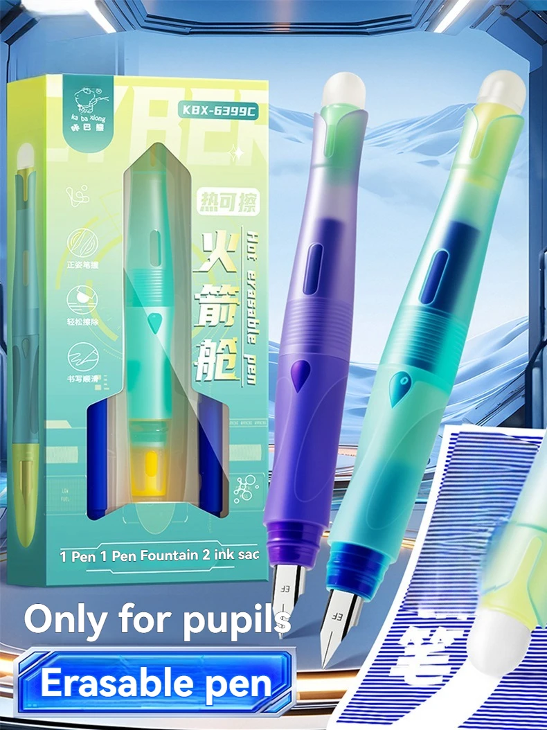 1 Stück Gelstift mit Heißradierer für Anfänger, Austauschbare Tintenpatrone, Sportstift, Schul-Kalligrafie-Gelstift, Radierbarer Stift – Detail 5