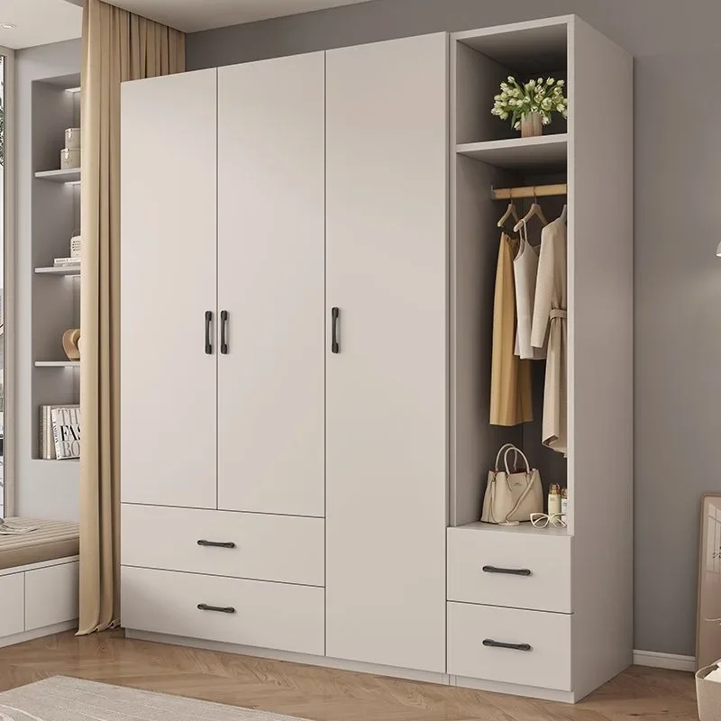 Solid wood wardrobe, small apartment cabinet facing the door in the household bedroom, simple Nordic style children's assembled