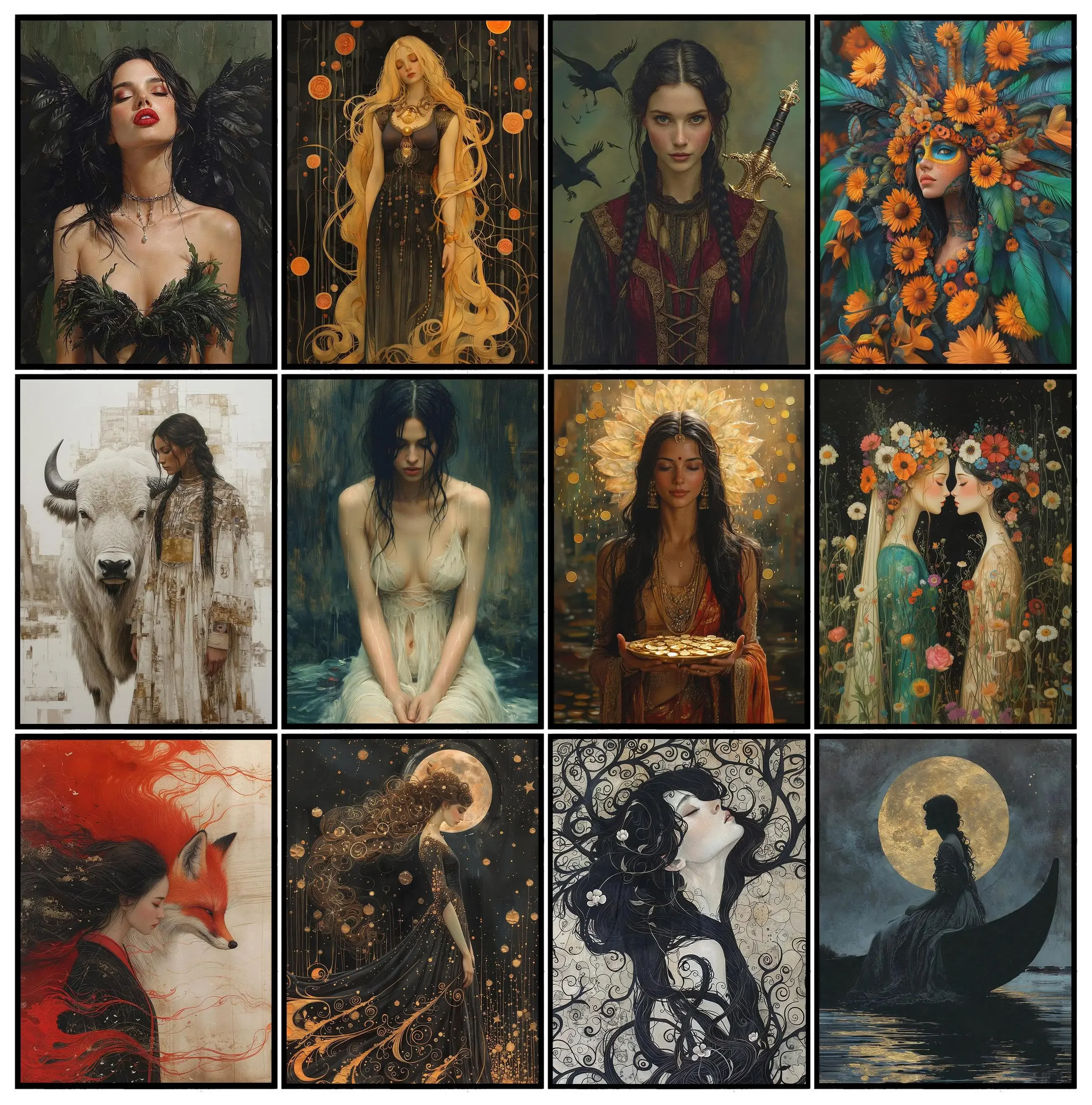 Surrealist Goddess Portrait Greek Mythological Art Posters Prints Canvas Painting Wall Art Picture Living Room Home Decor