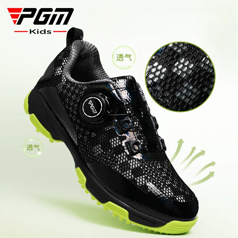 PGM Golf Shoes Breathable Mesh Sneakers for Kids and Teenagers Knob Comfortable Lace Non-slip Shoes XZ375