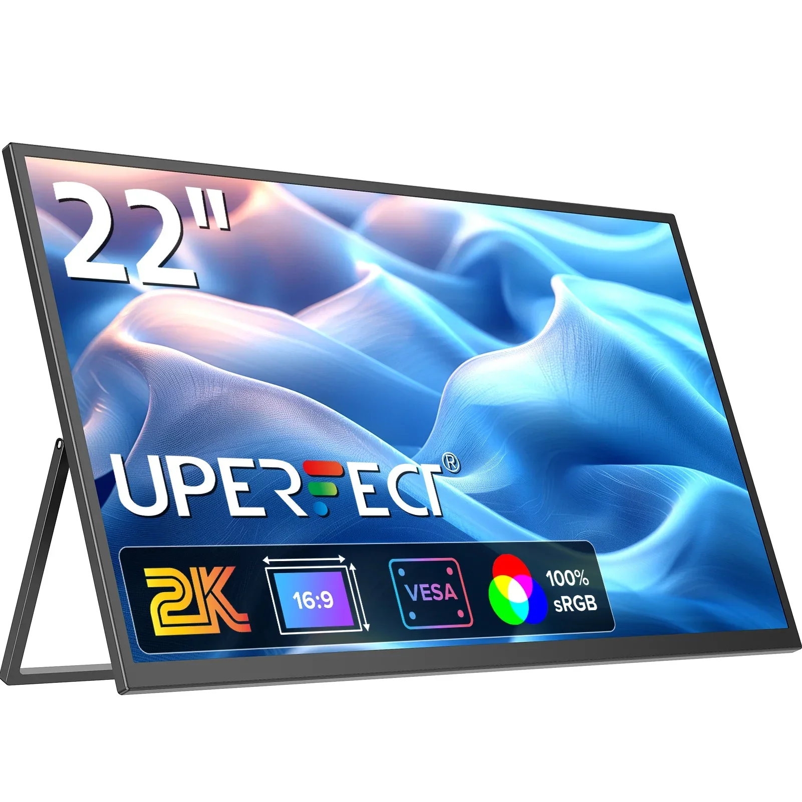 

US.EU UPERFECT UMax 22 Компьютерный дисплей 22-дюймовый монитор 2K 1440P 100% sRGB IPS-экран с подставкой для ноутбука, ПК, Mac, телефона, PS5, игры C