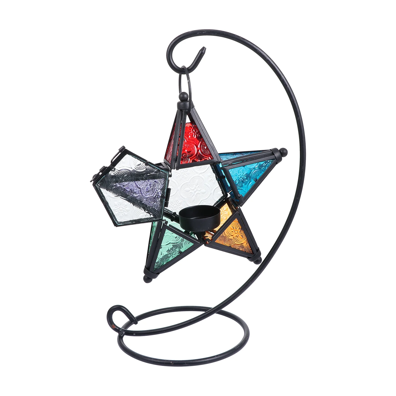 

1Pcs Moroccan Glass Star Holder Iron Art Candlestick Table Decoration Romantic Desktop Ornament for Wedding Home