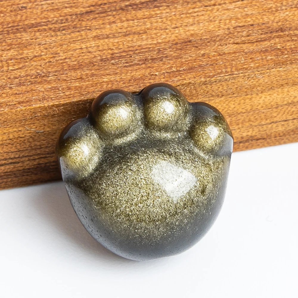 

5pcs Mini Golden Obsidian Paw Charm 13mm Natural Gold-Sparkle Black Cute Cat Foot Pendant Gift for Necklace DIY Jewelry