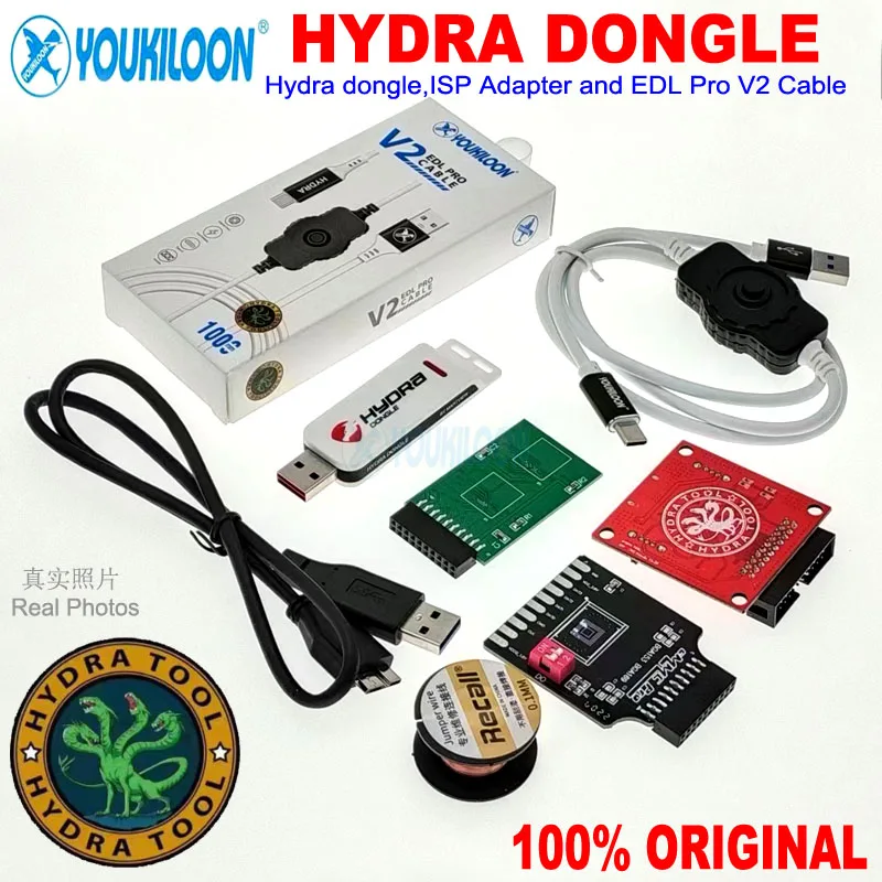 2024 Original New Hydra  Dongle+V2 EDL Cable + eMMC ISP Adapters Tool BGA153,BGA169,BGA221,BGA162 eMMC Break Out Board Tool