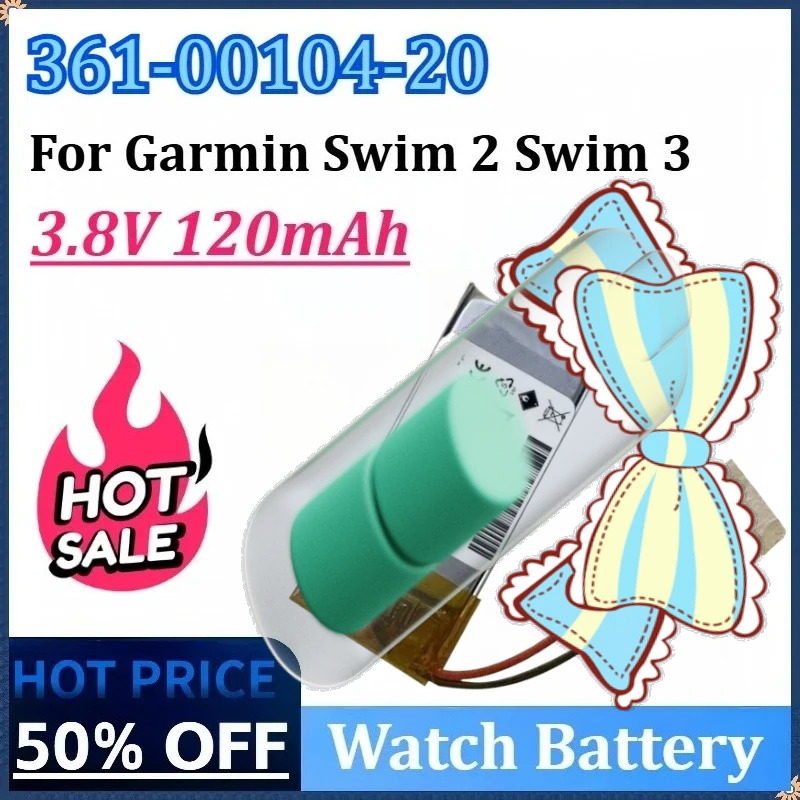

361-00104-20 3.8V 120mAh Smart Watch Battery for Garmin Swim 2 Swim 3 High Quality Rechargeable Watch Batteries