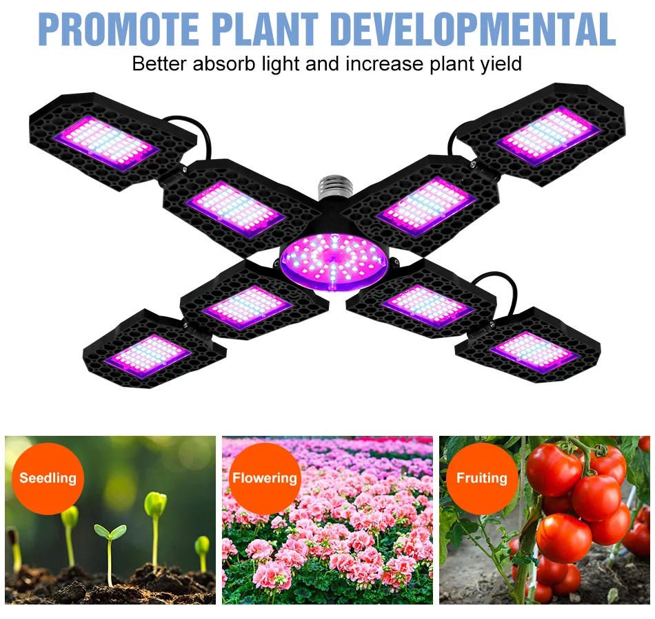 300W LED Full Spectrum Grow Lights Deformable Seedings Planting Lamp Greenhouse Tent Hydroponics Succulent Cultivation Lighting