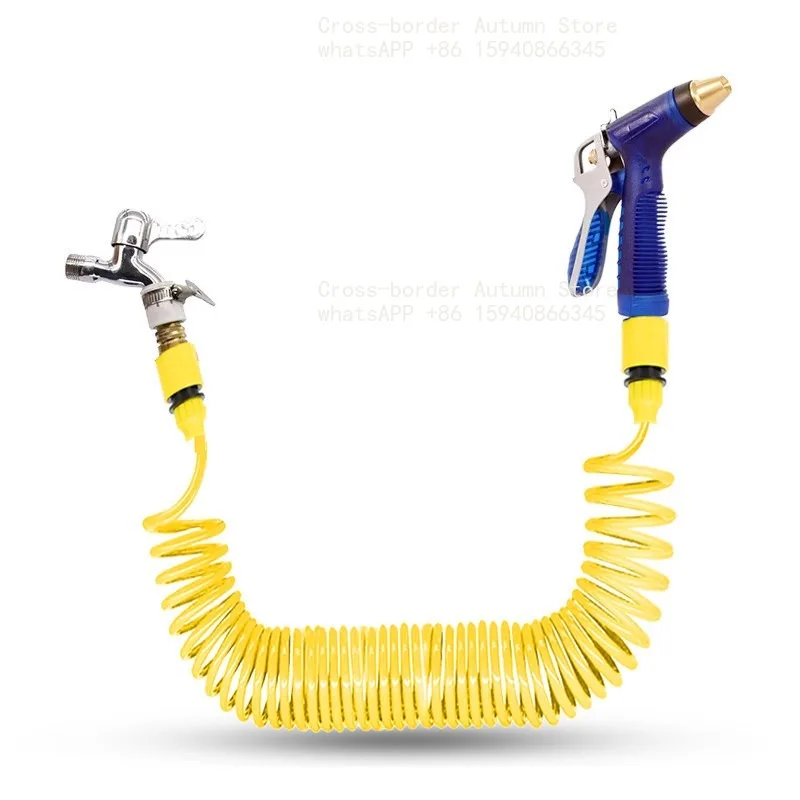 Retractable flush car wash household spring set, water pipe connected to tap water spray head strap foam pot set