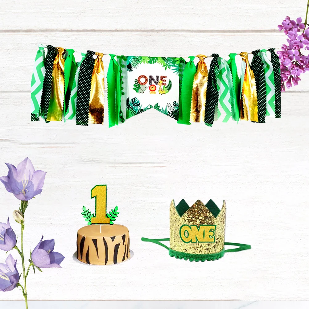 

3pcs Jungle Animal Decorative Flags Cartoon Print Birthday Banner Shower Cloth Garland Wall Hanging Party Decor For