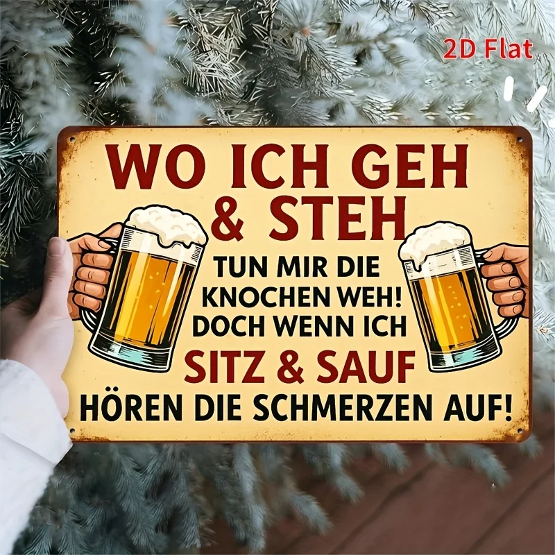 [Plano 2D] 1 pieza Letrero de hierro rústico alemán con precio de cerveza de 8 × 12 pulgadas para Woich Gehartstisch, hogar, bar, cafetería, restaurante