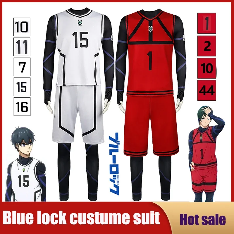 Gra Anime Blue Lock Cosplay Kostium Isagi Bachira Chigiri Nagi Reo Ness Peruka Pończochy Spodenki Odzież Piłkarska Dla Mężczyzn T-Shirt