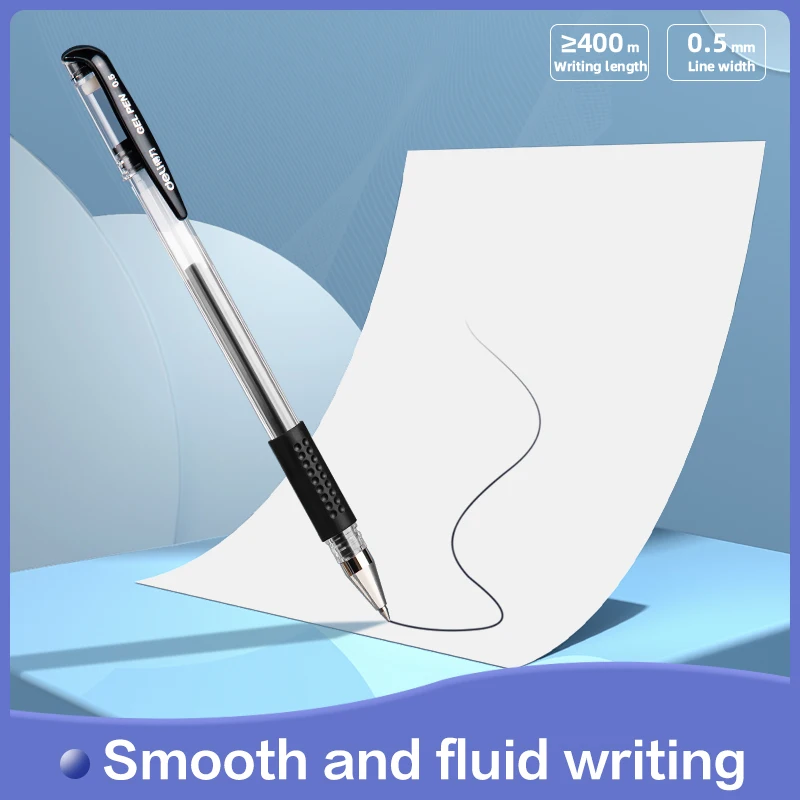 DELI Gel Ink Pen 0.5mm 12PCS/Box Black Blue Red Color Smooth Office Writing Gel Pen 6600ES