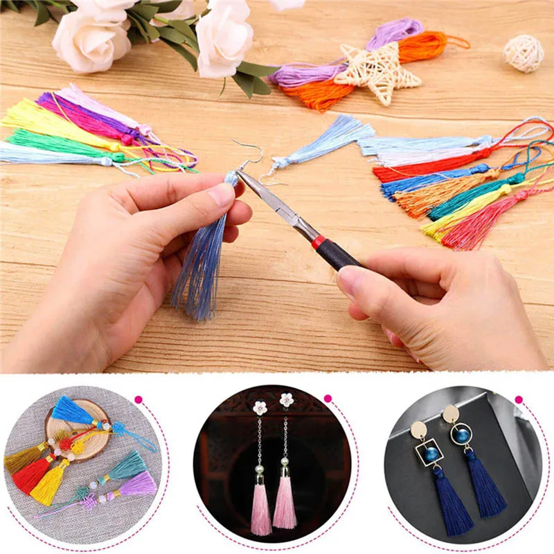 30Pcs 13cm Hanging Rope Silk Tassel Fringe For Jewelry Making DIY Key Chain Earring Hooks Pendant Decoration Tassels For Crafts