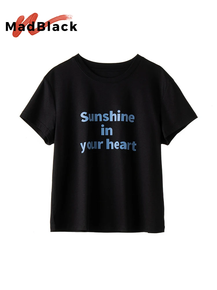

MadBlack-Silk Blended Elegant T-Shirt, O Neck Short Sleeve, Women Versatile Simplicity Loose Cool Top, 2026 Summer New T66315CC