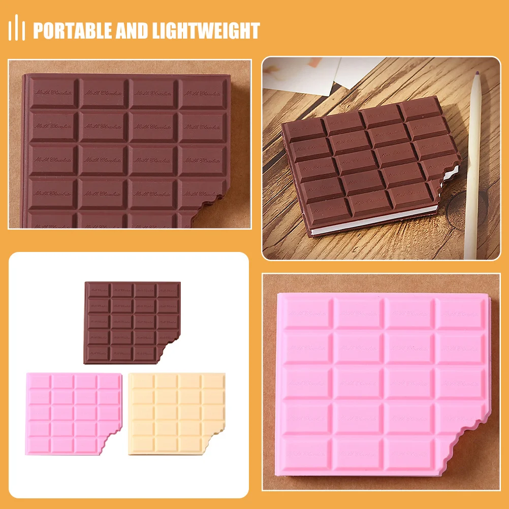 3Pcs Novelty Chocolate Themed Notepad Unique Design Mini Writing Pad Fun Pocket Journal Handy Scratch Memo for Adults
