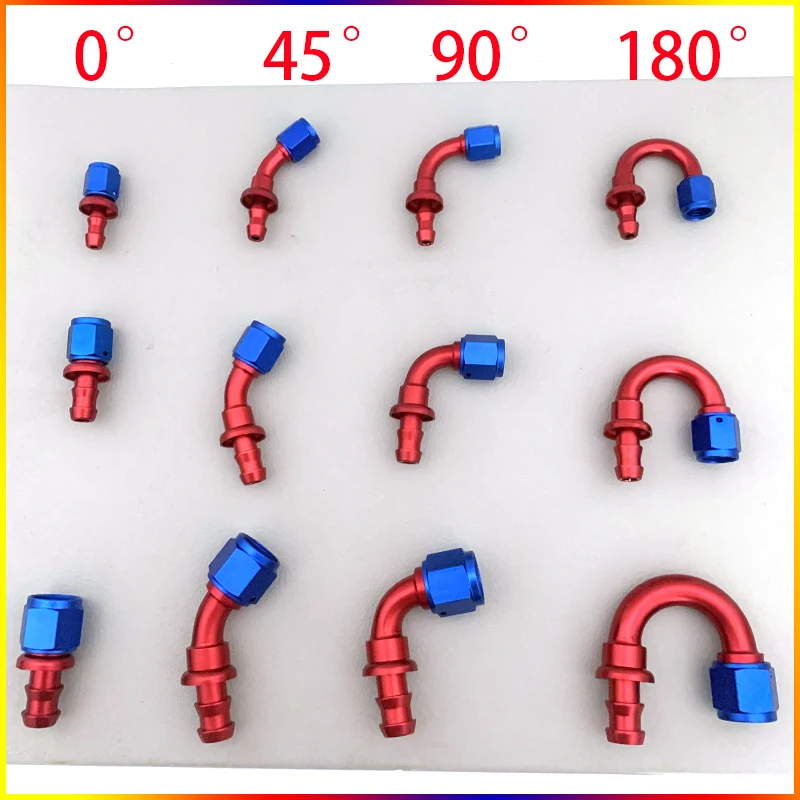 

Universal AN4 AN6 AN8 AN10 AN12 Push-on Hose End Fittings Fuel Oil Cooler Hose Fitting 0 45 90 180 Degree Connection Adapter