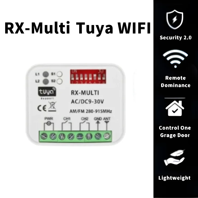 

Приемник для гаражных ворот RX-Multi 280-915 МГц Tuya WIFI, радиоуправление, пластиковый корпус, DC9-30В, с плавающим кодом