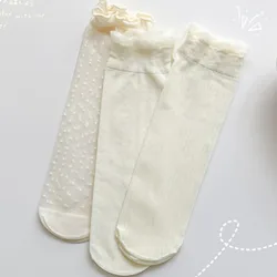 Chaussettes d'été fines en soie glacée pour enfants, bas en maille de dentelle, respirants, pour filles