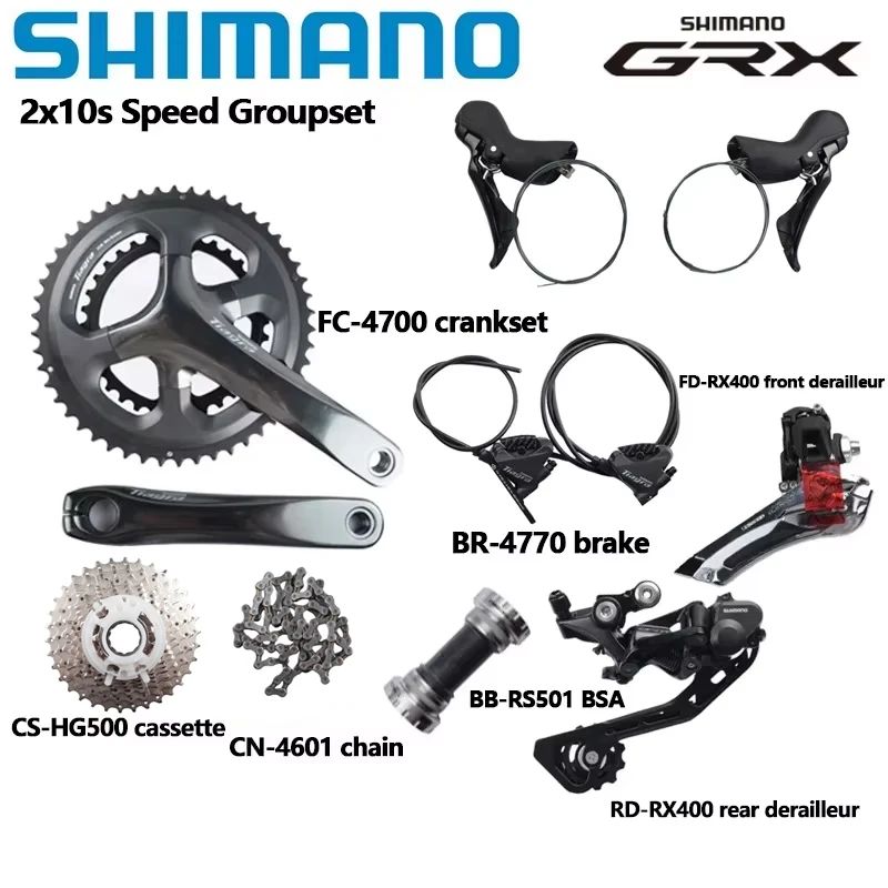 

Гидравлический дисковый тормоз Shimano 4700 4770, задний переключатель RX400 GRX FD, кассета HG500, 11-34T 4720, 2x10S, комплект групп шоссейного велосипеда