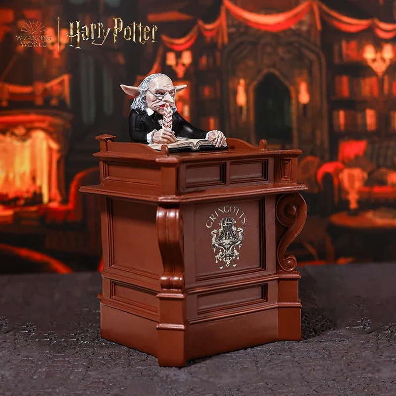 Harries Pottered Genuine Gringotts Bank Counter Figure Anime Dobby Piggy Elf Ornaments Fan Collection Christmas Birthday Gift