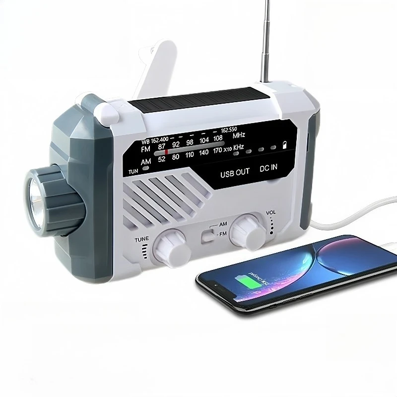 

Portable solar emergency radio flashlight disaster prevention multi-function light hand-cranked power generation